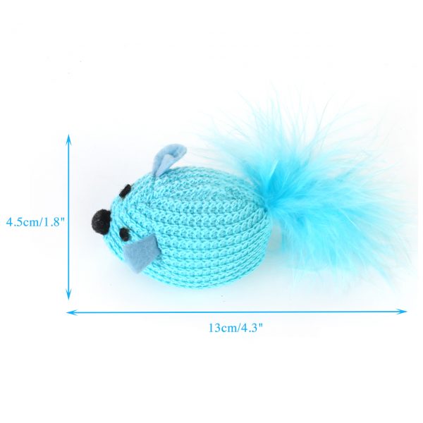 Catnip Cat Toys Mice with Feather Knitted Stuffed - صورة 2