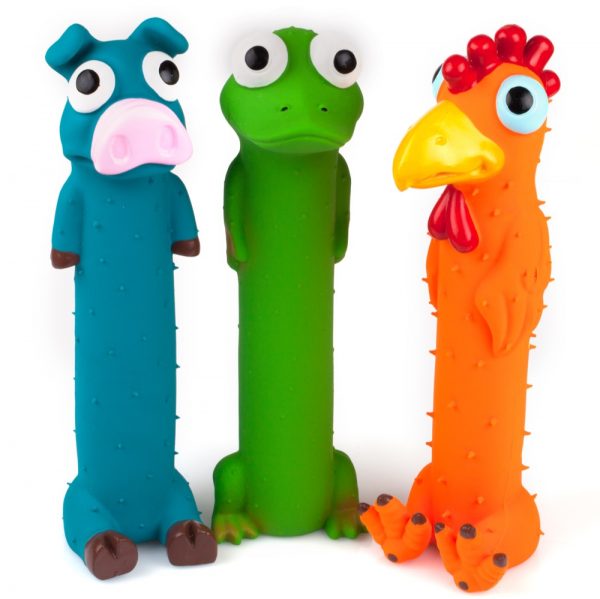 Squeaky Latex Dog Toys Standing Stick Animal