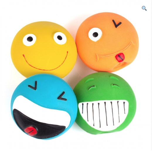 Latex Rubber Flat Smile Balls Squeeze Squeaky Toy Fetch Play
