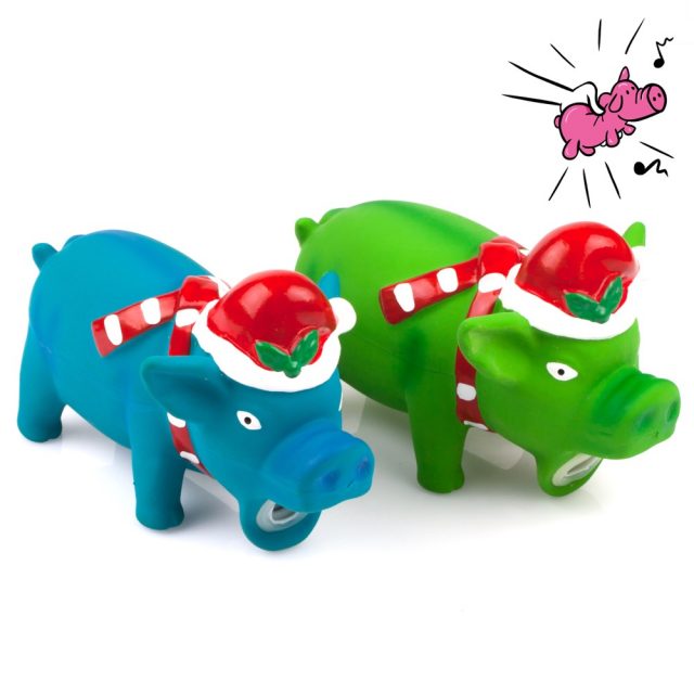 Christmas Dog Toys with Squeeze Grunting Sound