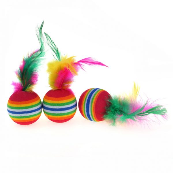 Foam Cat Toys Ball Rainbow Color Balls Quiet Play - صورة 2