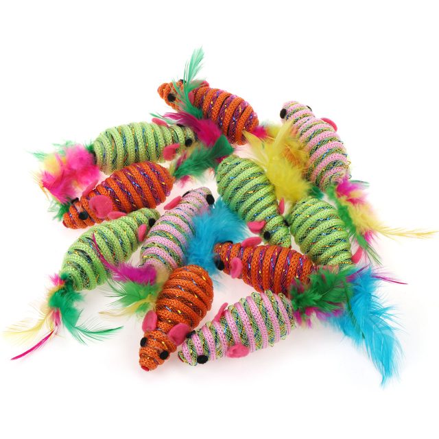 Small Interactive Cat Toys Mice with Feather