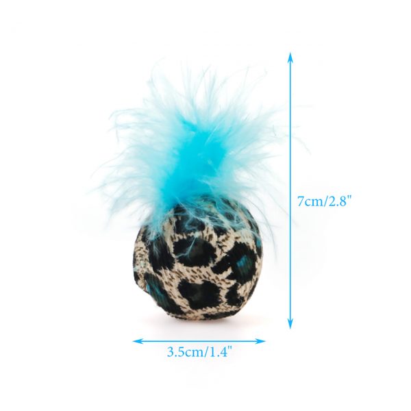 Soft Catnip Cat Toys Balls with Feather Leopard Pattern - imagine 2