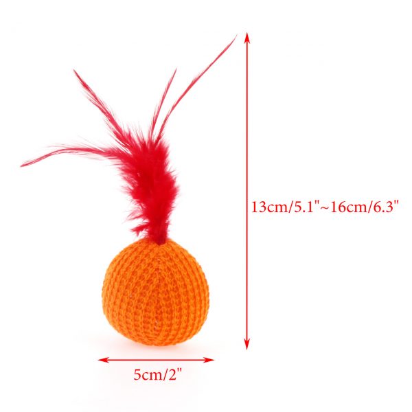 Soft Catnip Cat Toys Balls with Feather Knitted Stuffed Cotton - صورة 2