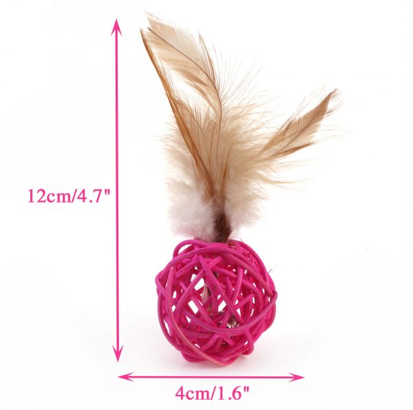 Cat Supply Cat Toy Feather Cat Balls with Bell - Image 2