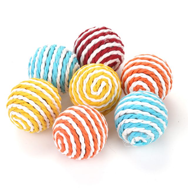Cat Toys Ball with Bell Cotton Colorful Helicoid Balls