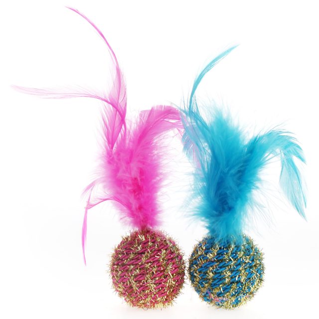 Rattle Cat Toys Ball with Feather Rope Balls