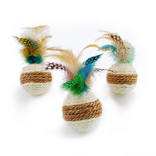 Cat Supply Cat Toy Sisal Feather Cat Ball
