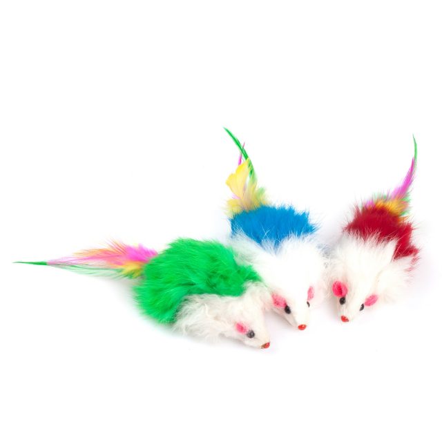 Real Furry Cat Toy Mice Indoor Play