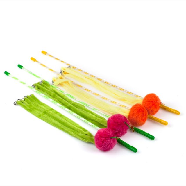 Cat Supply Long Fur with Ball Cat Wand Cat Stick