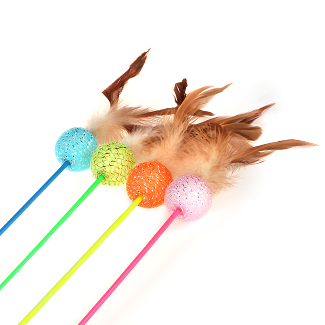 Cat Supply Feather Ball Cat Toys Cat Wand Cat Stick