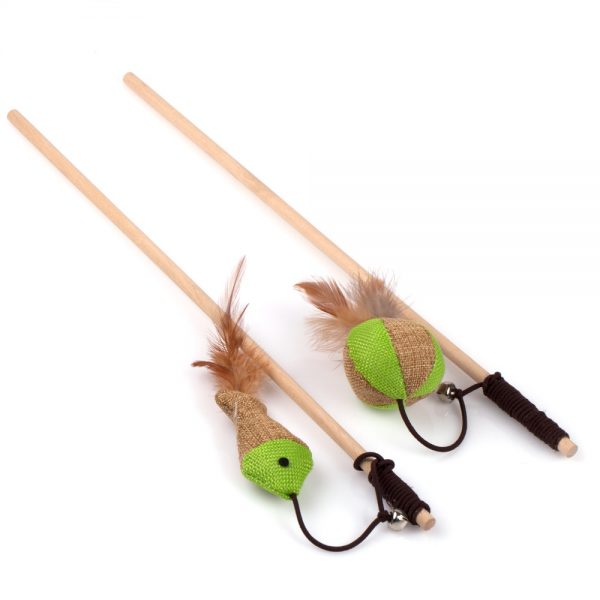 Cat Supply Cat Toy Wand with Feather Mice