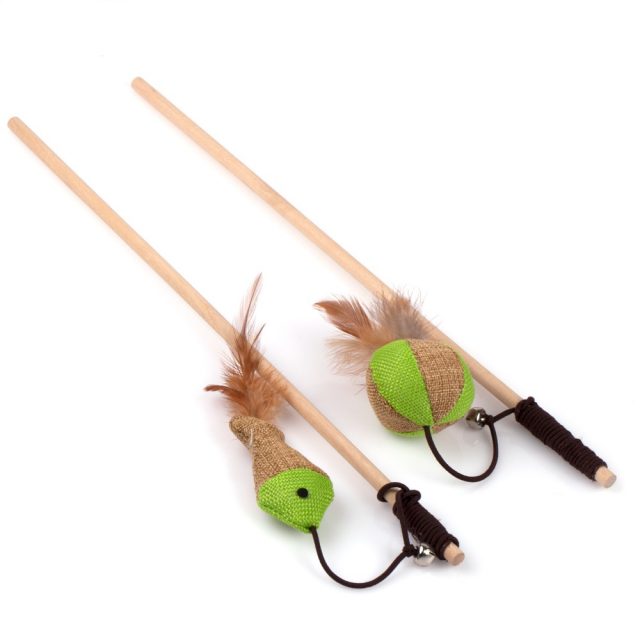 Cat Supply Cat Toy Wand with Feather Mice