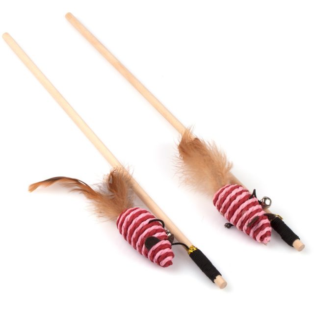 Cat Supply Cat Toy Wand with Feather Mice