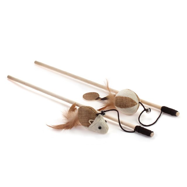 Cat Supply Wand Toy Varinha com ratos de penas