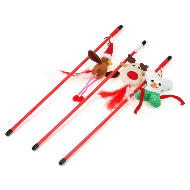 Cat Supply Christmas Interactive Cat Wand Cat Stick