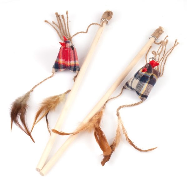 Cat Supply Cat Toy Wand with Feather Mice