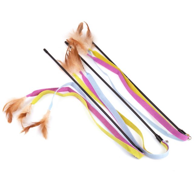 Cat Supply Long Fur with Feather Cat Wand Cat Stick