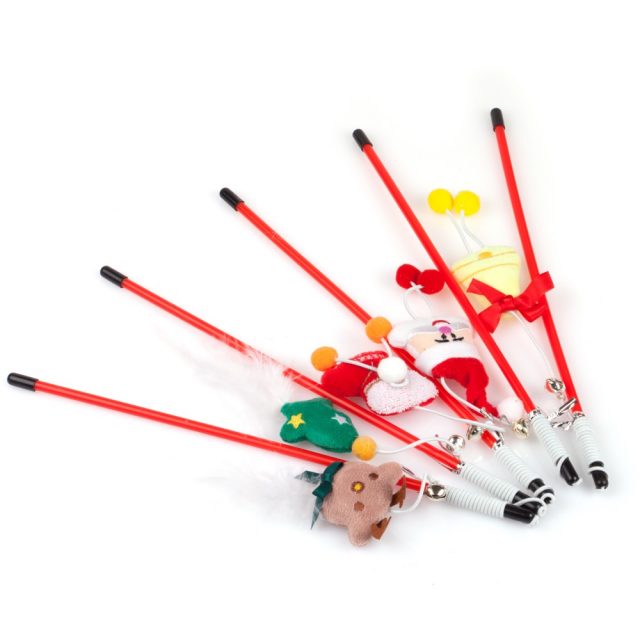 Cat Supply Christmas Interactive Cat Wand Cat Stick