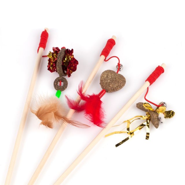 Cat Supply Cat Toy Wand with Feather Mice