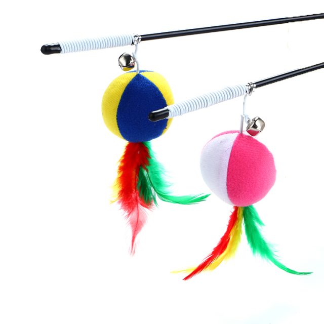 Cat Supply Feather Ball Cat Toys Cat Wand Cat Stick