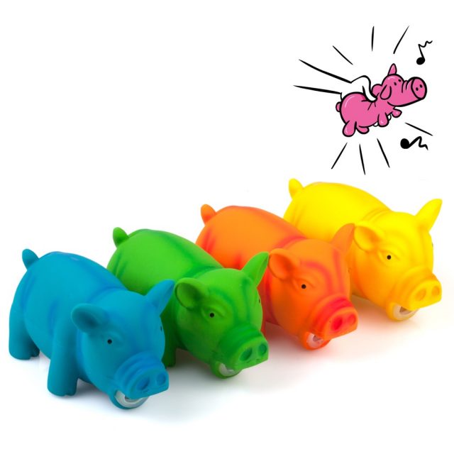 Dog Toy Latex Rubber Cube Squeeze Grunting Sound Play