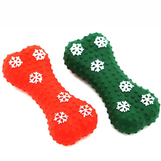 Bone Shape Latex Dog Toy for Christmas
