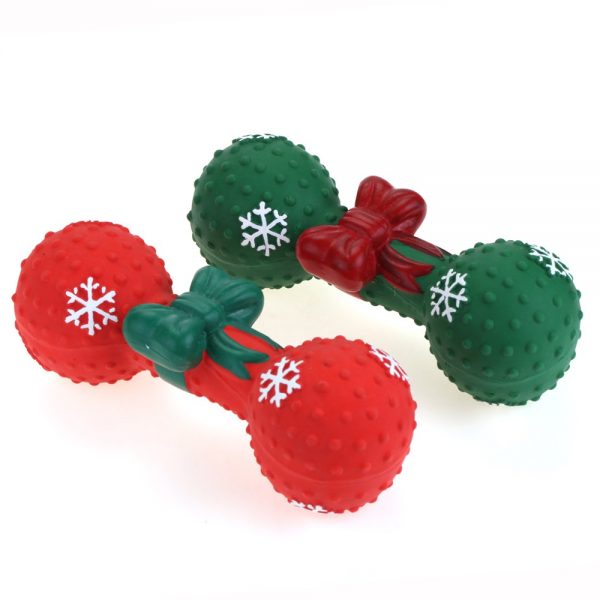 Santa Christmas Dumbbell Latex Dog Toy