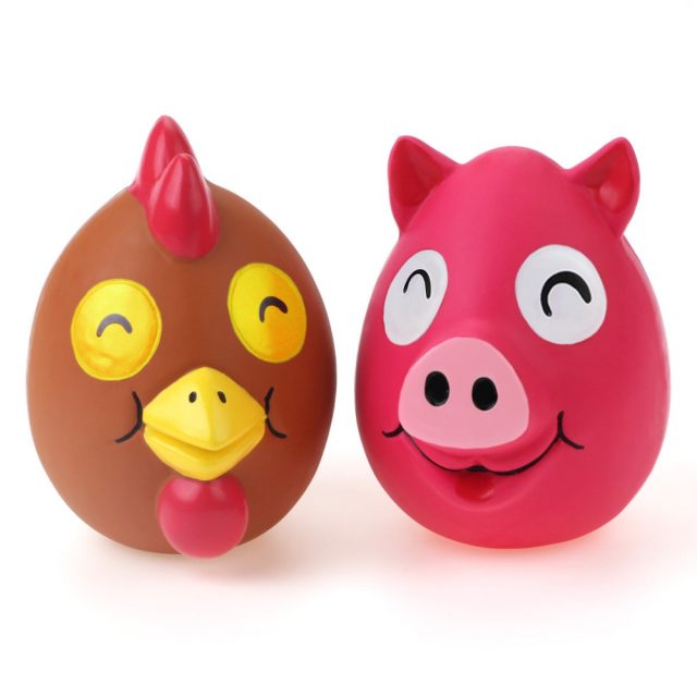 Medium Dog Toys Latex Rubber Egg Squeeze Squeaky Toy