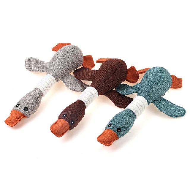 Lovely Duck Shape Plush Dog Toys with Squeak Playing