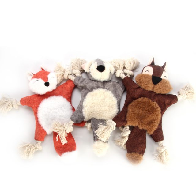Cartoon Plush Dog Toys with Squeak Playing