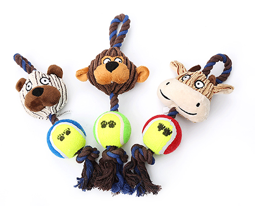Cute Plush Dog Toys with Tennis Ball