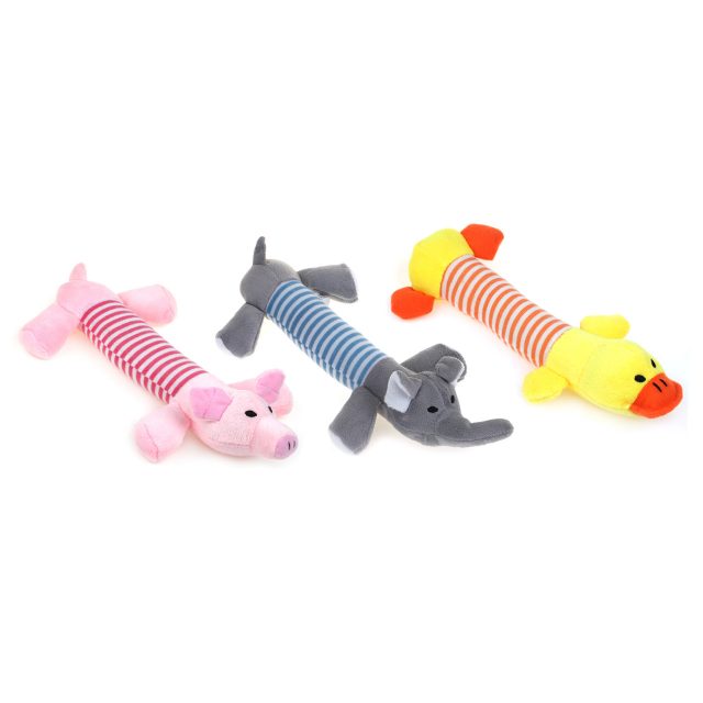 Pig Elephant Duck Plush Dog Toys with Squeak Playing