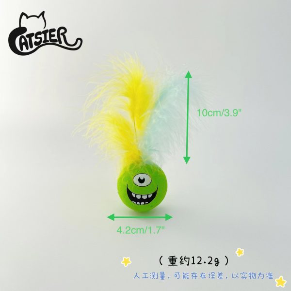 Cat Toys Ball Quiet Play with Feather - Kép 2