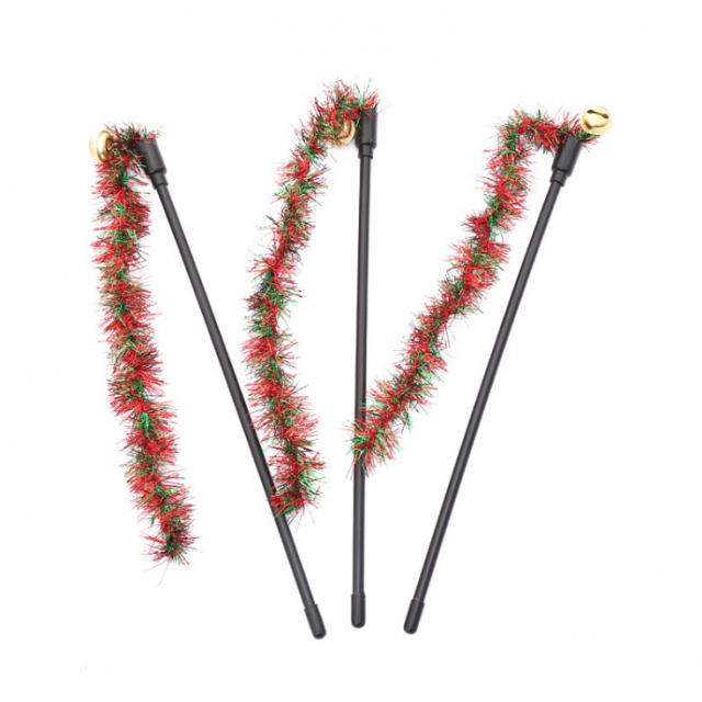 Cat Supply Cat Stick with Colored Ribbon Christmas wand