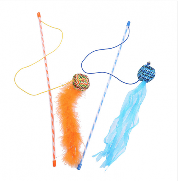 Cat Supply Cat Stick with Colored Ribbon