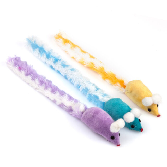 Furry Cat Toy Myši Rattle Small Mouse Kitten Interactive Play